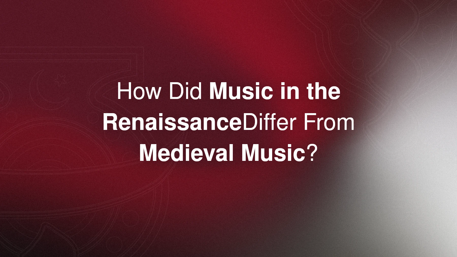 How Did Music in the Renaissance Differ From Medieval Music?. Key differences between Medieval and Renaissance music, from the rise of polyphony and new instruments to secular compositions and music printing.. Imagine there is a monk singing in a room without any instruments, and in another room there are four or five people singing a song together. The difference is clear between them. The monk will sing just one line of melody drifting toward the ceiling, and others are layering the song into something that sounds almost like a conversation.