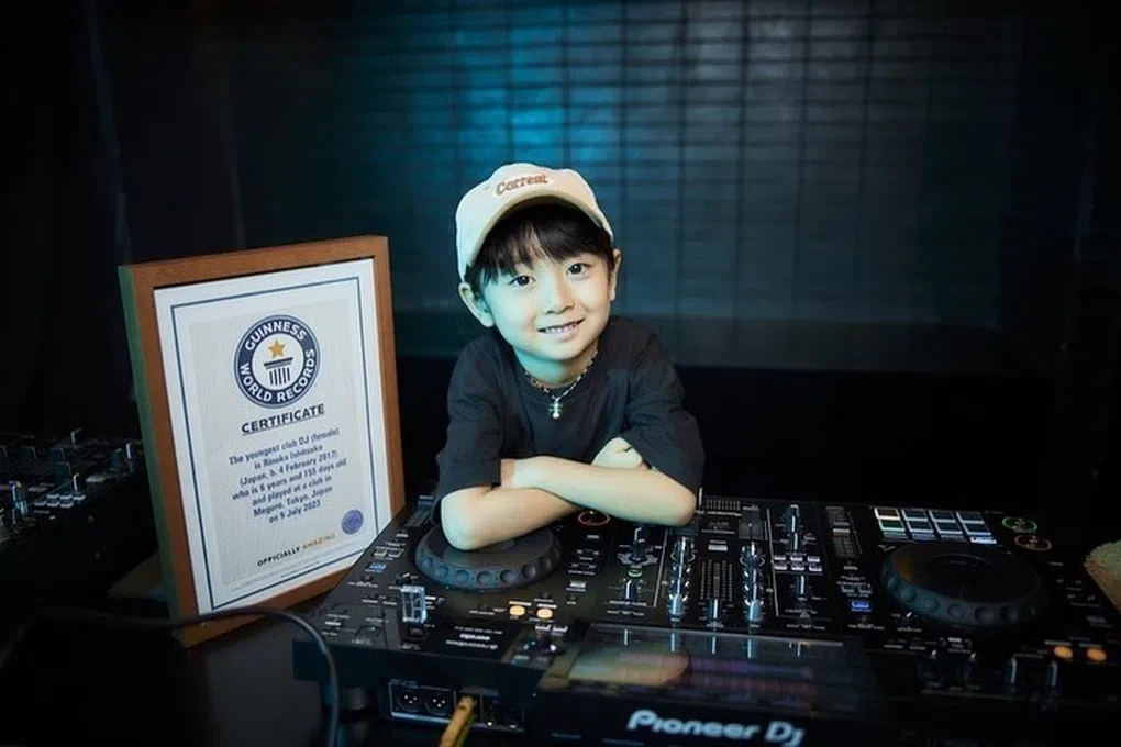 DJ Rinoka, a nine-year-old Japanese prodigy, has gained global recognition for her high-energy techno sets and skill, having been named the world's youngest female club and music festival DJ at age six. Teaching herself on a mixing console, she balances a professional performance career with normal childhood activities.