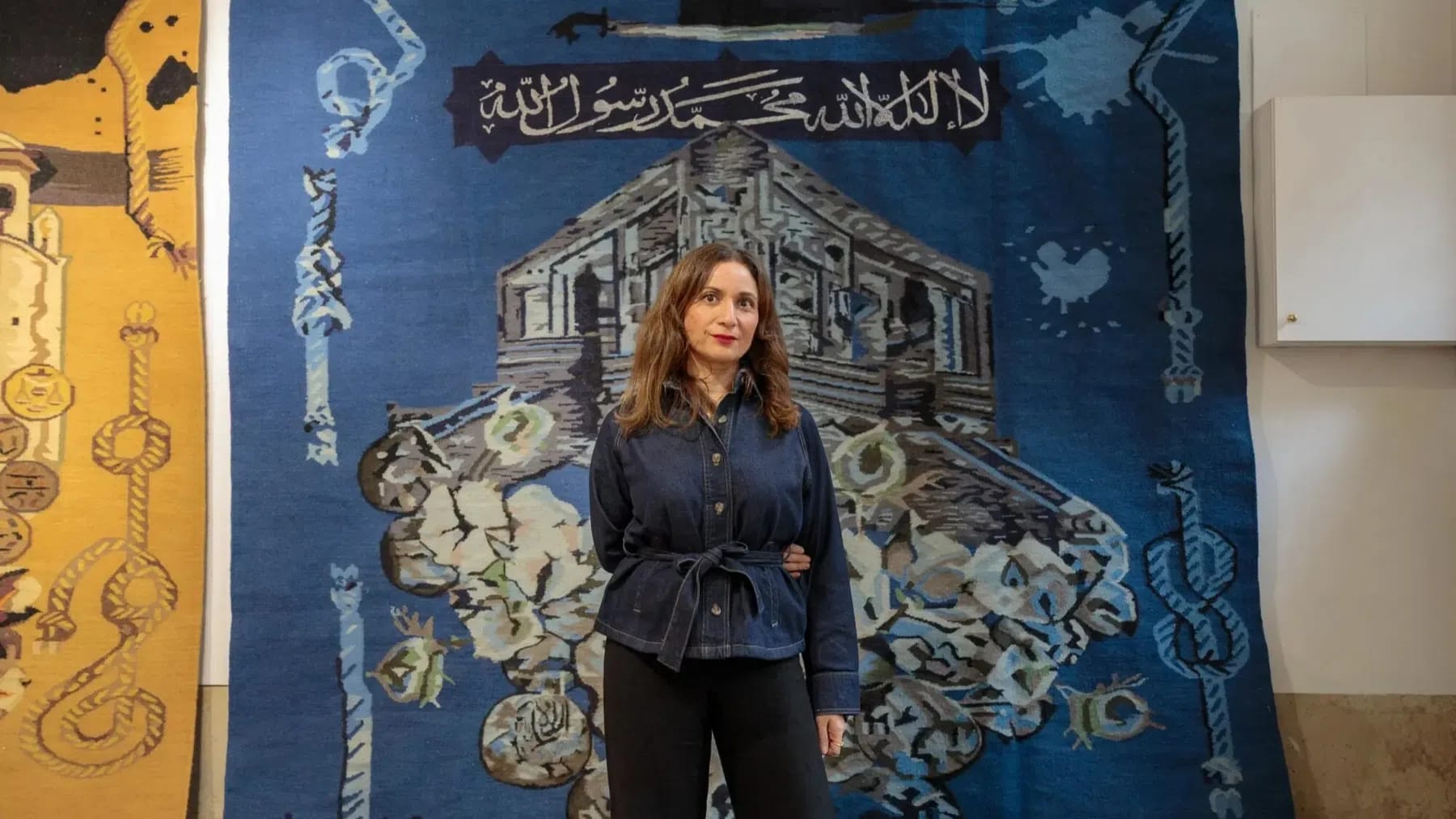 British-Pakistani artist Faiza Butt is captured here at the Pakistan Pavilion during the 2026 Venice Biennale. Her landmark solo exhibition, titled "Punj•AB: A Sublime Terrain," represents only the second time Pakistan has made an official appearance at the prestigious international art festival.