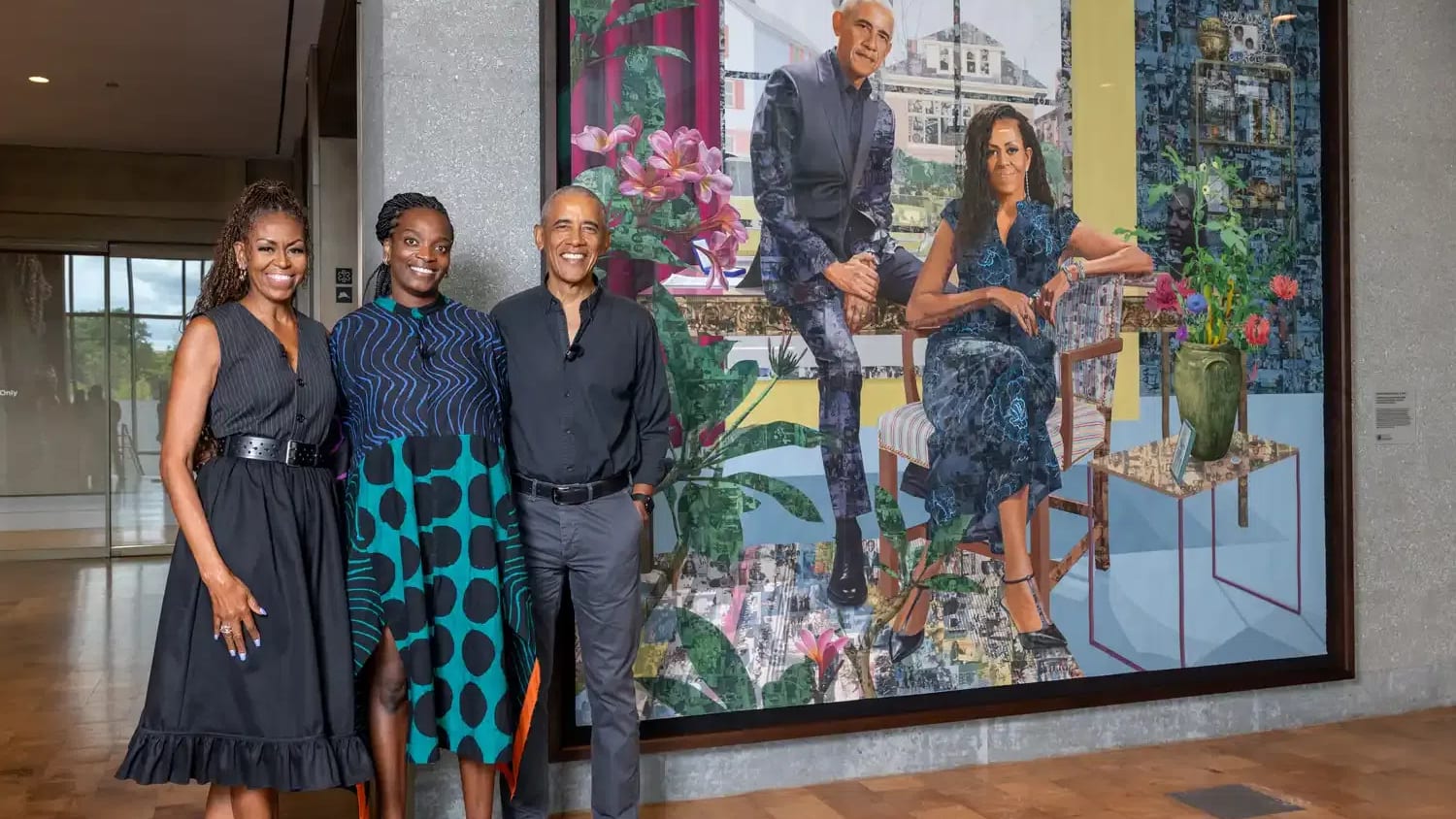 Barack and Michelle Obama have unveiled a new joint portrait, "The Obamas: Springing Forth" (2026), commissioned by the Obama Foundation and created by Njideka Akunyili Crosby for the Obama Presidential Center in Chicago. The painting, which the Obamas personally previewed on June 14, 2026, will be permanently displayed in the center's public Hope and Change Lobby.
